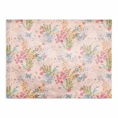 Butterfly Bird Floral Cotton Twill Placemat Pink