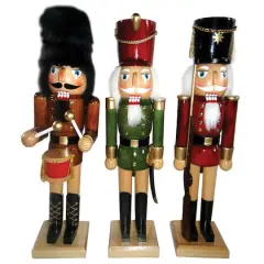 Santa's Workshop 14" Natural Wood Nutcracker Set, 3ct.