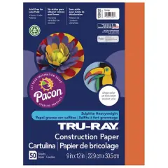 Pacon&reg; Tru-Ray&reg; 9" x 12" Construction Paper, 50 Sheets Orange