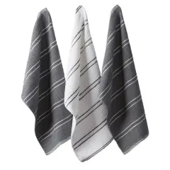 DII&reg; J&M Gray Ribbed Terry Dishtowel & Dishcloth Set