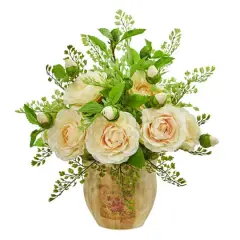 13" Camellia & Maiden Hair Artificial Arrangement