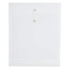 JAM Paper Letter Size Plastic Envelopes with Button & String Tie Closure, 12ct. White