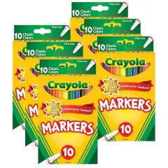 Crayola&reg; Classic Colors Fine Line Markers, 6 Packs of 10
