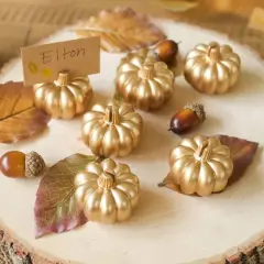 Kate Aspen&reg; Mini Gold Pumpkin Place Card Holder Set