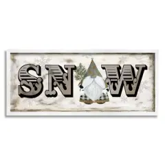Stupell Industries Winter Snow Holiday Gnome Framed Giclee Art White