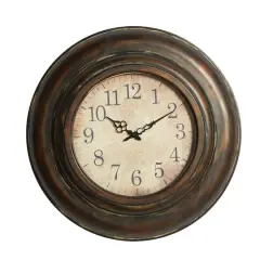 Brown Rustic Metal Wall Clock, 24" x 24"