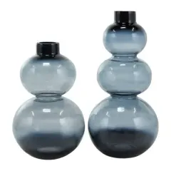 Black Ombre Bubble Glass Vase Set