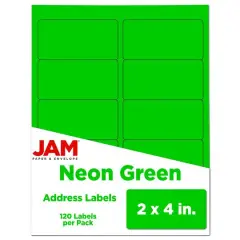 JAM Paper Standard Address Labels, 120ct. Neon Fluorescent Green