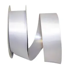 JAM Paper 1.5"x 50yd. Double Face Satin Ribbon Shell Gray