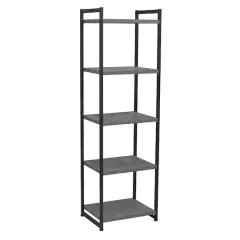 Household Essentials Jamestown 59" 5-Shelf Narrow Bookshelf Gray