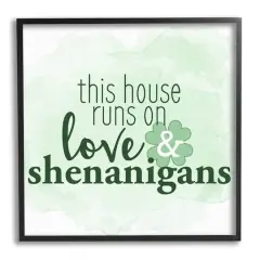 Stupell Industries Love & Shenanigans Family Shamrock Phrase Framed Giclee Art Black