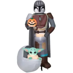 6.5ft. Airblown&reg; Inflatable Halloween Star Wars Mandalorian & The Child with Pumpkin