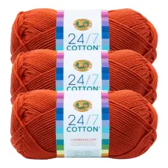 3 Pack Lion Brand&reg; 24/7 Cotton&reg; Yarn Tangerine