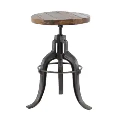 29" Brown Iron & Wood Industrial Stool