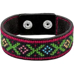 Wonderland Crafts Red & Green Artificial Leather Cross Stitch Bracelet Kit