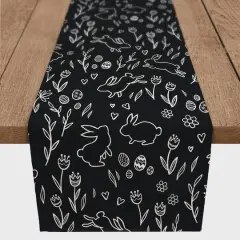 Chalk Easter Bunny Pattern Runner 1 16" x 72" Cotton Twill Runner