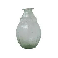 Hello Honey&reg; 9.75" Clear & Light Green Round Serene Glass Vase