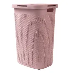 Mind Reader 60L Hamper Laundry Basket with Cutout Handles Pink
