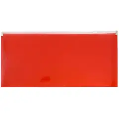 JAM Paper 5" x 10" Plastic Zip Closure Envelopes, 12ct. Red