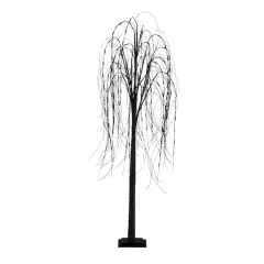 6ft. Orange & Purple LED Pre-Lit Halloween Black Willow Artificial Fall Tree