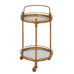 Brass Iron Bar Cart, 31" x 19" x 18"