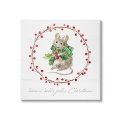 Stupell Industries Holly Jolly Christmas Mouse Canvas Wall Art