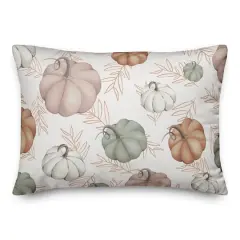 Sage & Orange Pumpkin Pattern Indoor/Outdoor Pillow