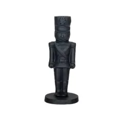 Hello Honey&reg; 7" Black Cast Metal Soldier Taper Candle Holder