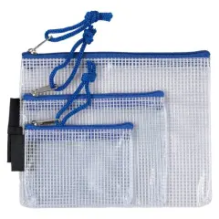 JAM Paper Blue Mesh Zipper Pouch Set