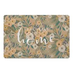 Feels Like Home Tropical Floral Floor Mat Orange
