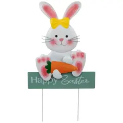18.75" Bunny with Carrot Happy Easter Outdoor Garden Stake