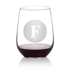Hortense B. Hewitt Co. Circle Monogram Stemless Wine Glass F