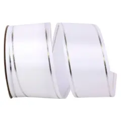 Reliant 1.875" x 50yd. Bi-Stripe Ribbon White/Silver