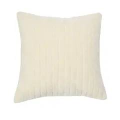 Hello Honey&reg; 20" Square Quilted Velvet Pillow Cover with Channel Stitch White