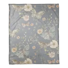 Butterflies Coral Fleece Blanket Blue