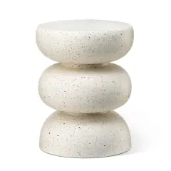 Glitzhome&reg; 18" Multifunctional Faux Terrazzo Garden Stool White