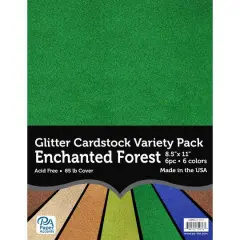 PA Paper&trade; Accents Enchanted Forest 8.5" x 11" Glitter Cardstock Variety Pack, 6 Sheets