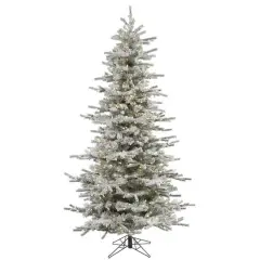 8.5ft. Pre-Lit Slim Flocked Sierra Fir Artificial Christmas Tree, Pure White Dura-Lit&reg; LED Lights