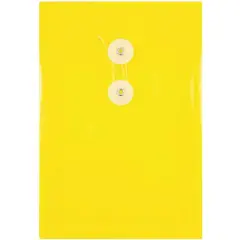 JAM Paper 6.25" x 9.25" Button & String Tie Closure Plastic Envelopes, 12ct. Yellow