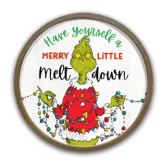 The Grinch Merry Little Melt Down 20" x 20" Dr. Seuss Round Brown Framed Print