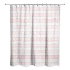 Simple Watercolor Stripe Heart Pattern Shower Curtain