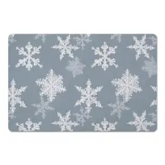 Blue Snowflake Pattern 27" x 18" Floor Mat
