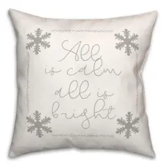 All is Calm All is Bright Snowflakes 18x18 Throw Pillow