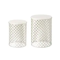 Glitzhome&reg; Multi-Functional Metal White Garden Stool Set