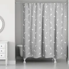 Birds on Leaves Shower Curtain Gray
