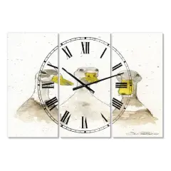 Designart Three White Ducks Farmhouse Multipanel Wall Clock