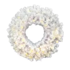 24" Warm White LED Crystal White Spruce Wreath