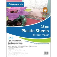 PA Essentials 0.010" 8.5" x 11" Clear Plastic, 25 Sheets