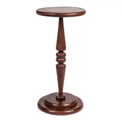 Hello Honey&reg; Bishop Pedestal Cocktail Side Table Dark Chestnut