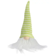 7.5" Lime Green & White Striped Hat Spring Gnome